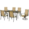 Hanover Brigantine 7 Pc Espresso Aluminum Transitional Dining Set