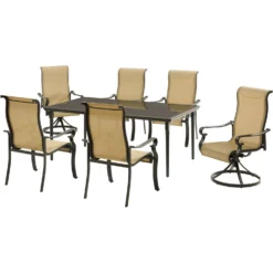 Hanover Brigantine 7 Pc Espresso Aluminum Transitional Dining Set