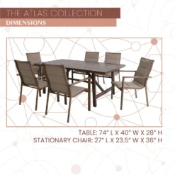 Mod Atlas 7 Pc Tan Steel Modern Dining Set Tan -Patio Paradise Shop bdccb527 5d08 4182 9666 18db957b1aff