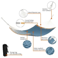 Classic Accessories Ravenna 55 In. W X 81 Ft. L 2 Person Blue Quilted Hammock 9 Classic Accessories Ravenna 55 In. W X 81 Ft. L 2 Person Blue Quilted Hammock -Patio Paradise Shop c39376cd 6ff9 4c38 9c33 2393821fe72f