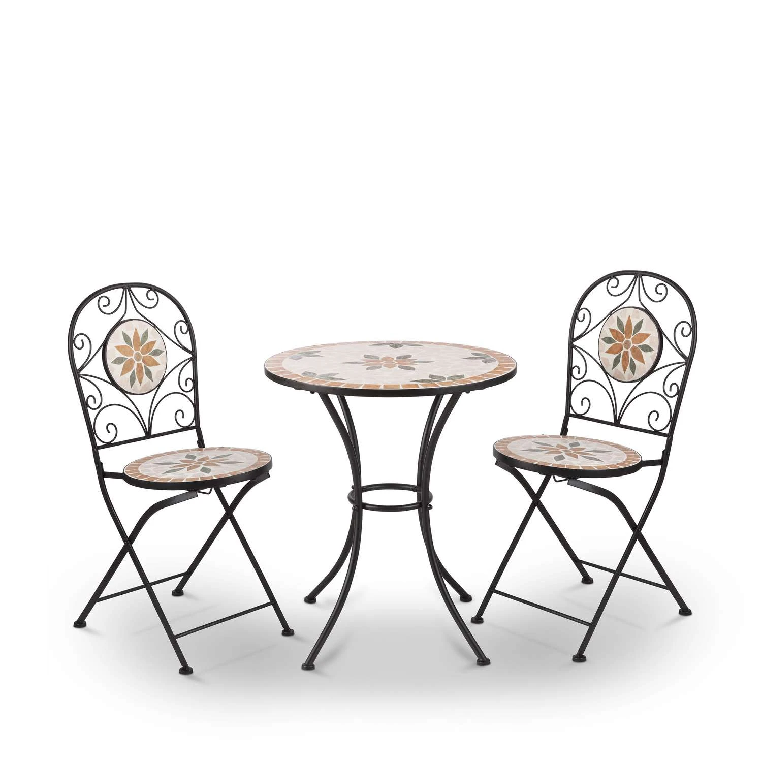 Alpine 3 Pc Brown Metal Mosaic Bistro Set 1 Alpine 3 Pc Brown Metal Mosaic Bistro Set