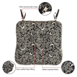 Classic Accessories Frida Kahlo Black/White Flores Eternas Polyester Chair Cushion 5 In. H X 19 In. -Patio Paradise Shop c690abd0 1555 4fba b8f4 b09730cb2909
