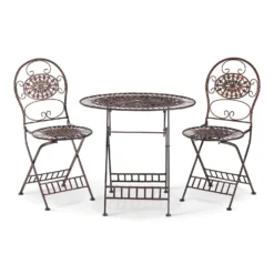 Alpine 3 Pc Brown Metal Modern Bistro Set