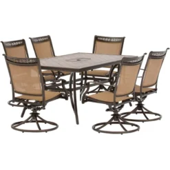 Hanover Fontana 7 Pc Brown Aluminum Dining Set