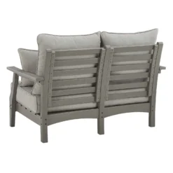 Signature Design By Ashley Visola Gray HDPE Frame Conversation Loveseat Gray -Patio Paradise Shop cce9a033 069f 4b2e 975e 3cc9ebcd1afa
