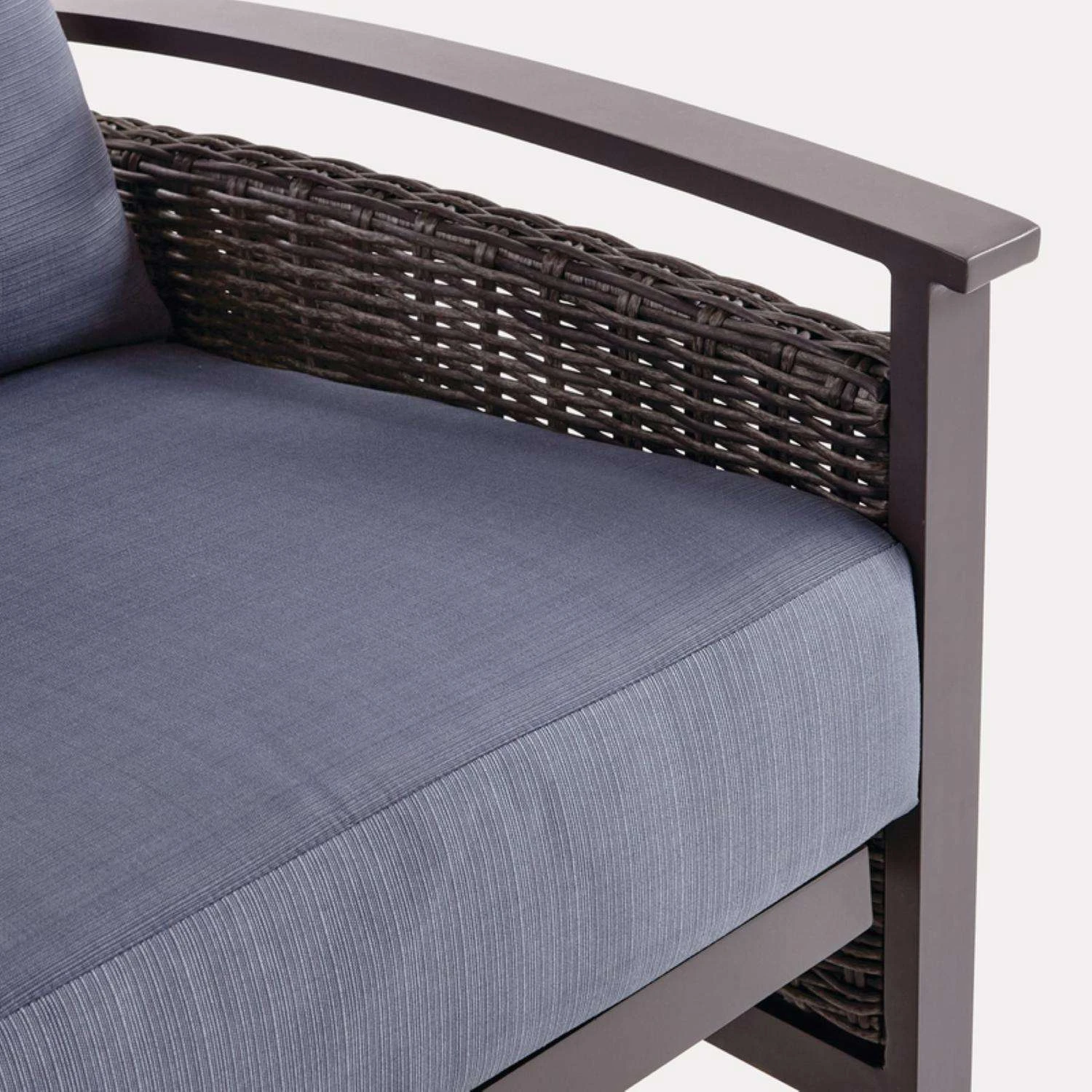 Living Accents Davenport Brown Aluminum Frame Conversation Chair Set Blue 3 Living Accents Davenport Brown Aluminum Frame Conversation Chair Set Blue - Image 3