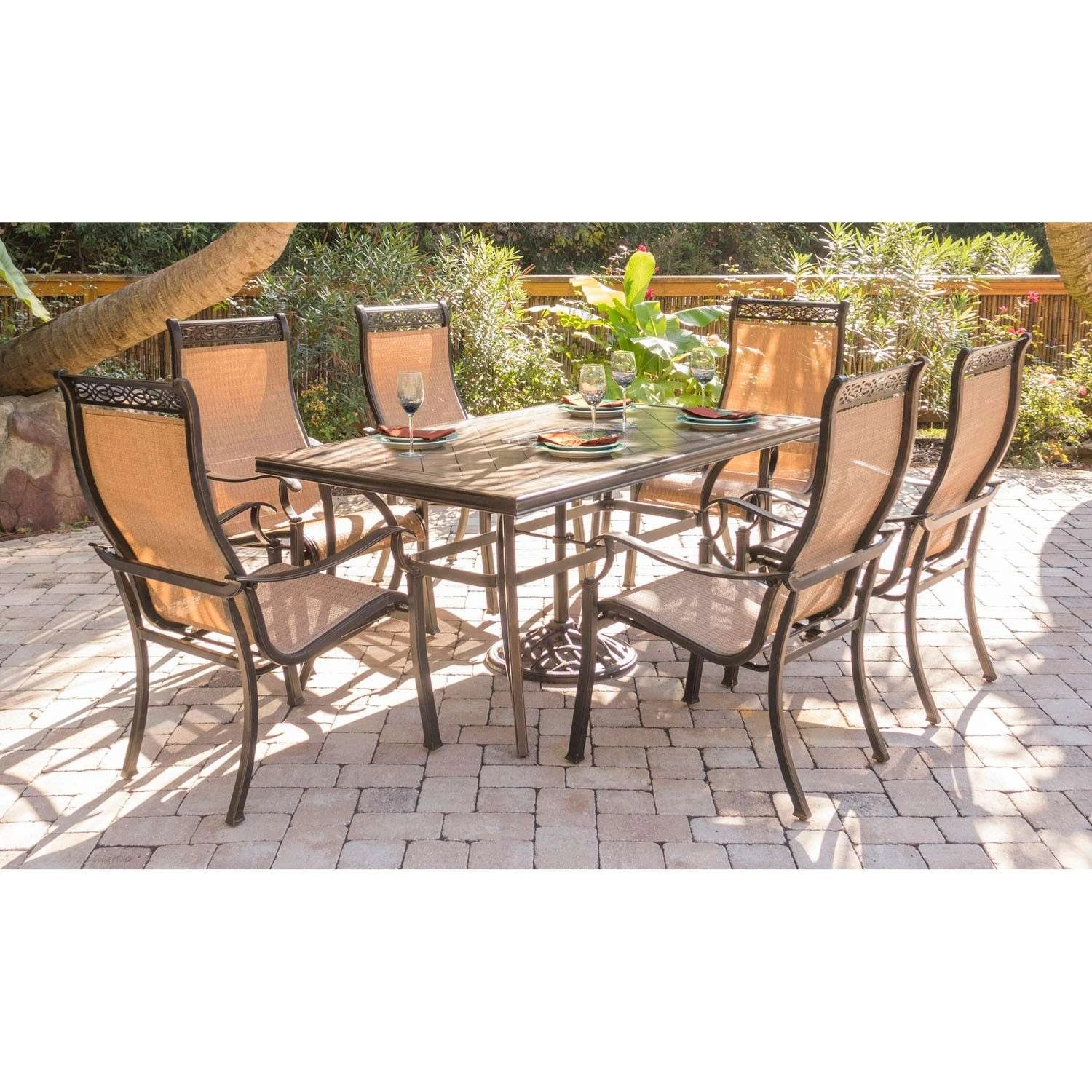 Hanover Monaco 7 Pc Bronze Aluminum Sling Dining Set 2 Hanover Monaco 7 Pc Bronze Aluminum Sling Dining Set - Image 2