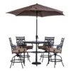 Hanover Montclair 5 Pc Dark Brown Steel Swivel High Dining Set Tan