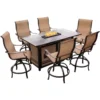Hanover Monaco 7 Pc Bronze Aluminum Swivel And Sling Fire Pit Set