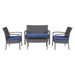 Signature Design By Ashley Alina Gray Resin Frame Conversation Loveseat Set Blue