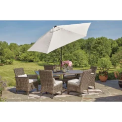 Living Accents Rochdale 7 Pc Black Aluminum Dining Set Gray