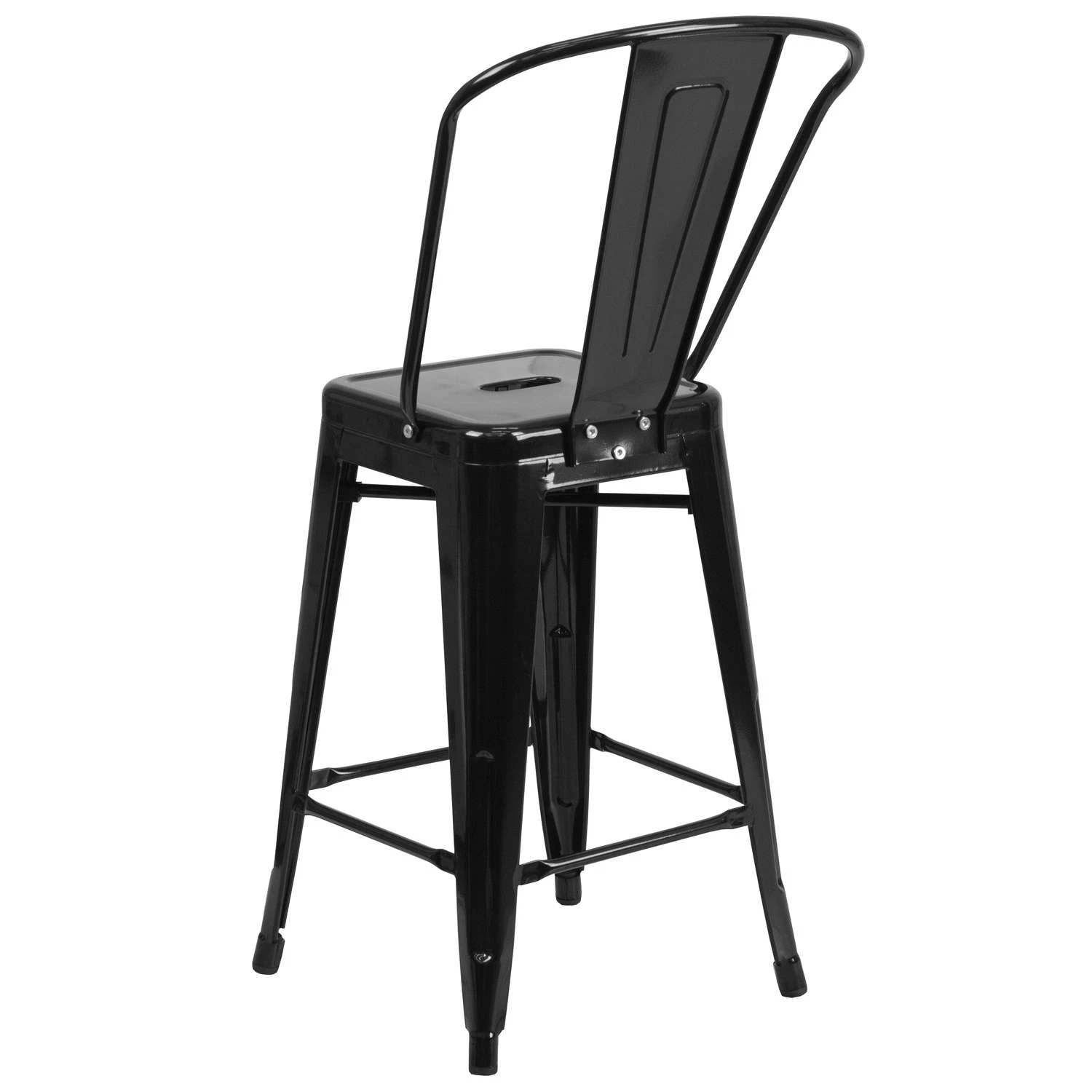 Flash Furniture 1 Pc Black Galvanized Steel Contemporary Bar Stool 4 Flash Furniture 1 Pc Black Galvanized Steel Contemporary Bar Stool - Image 4