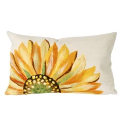 Liora Manne Visions III Yellow Sunflower Polyester Throw Pillow 12 In. H X 2 In. W X 20 In. L