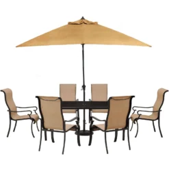 Cambridge Hammond 9 Pc Brown Aluminum Classic Dining Set With Umbrella