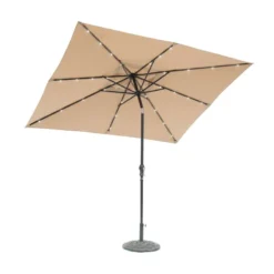 Sun-Ray 9x7 Ft. Tiltable Taupe Solar Lighted Umbrella