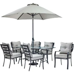 Hanover Lavallette 7 Pc Black Transitional Dining Set Gray