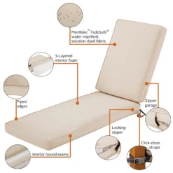 Classic Accessories Montlake Antique Beige Polyester Chaise Cushion 3 In. H X 21 In. W X 72 In. L -Patio Paradise Shop d6b5d68c cd66 4ca4 8cf8 a972f2494e39