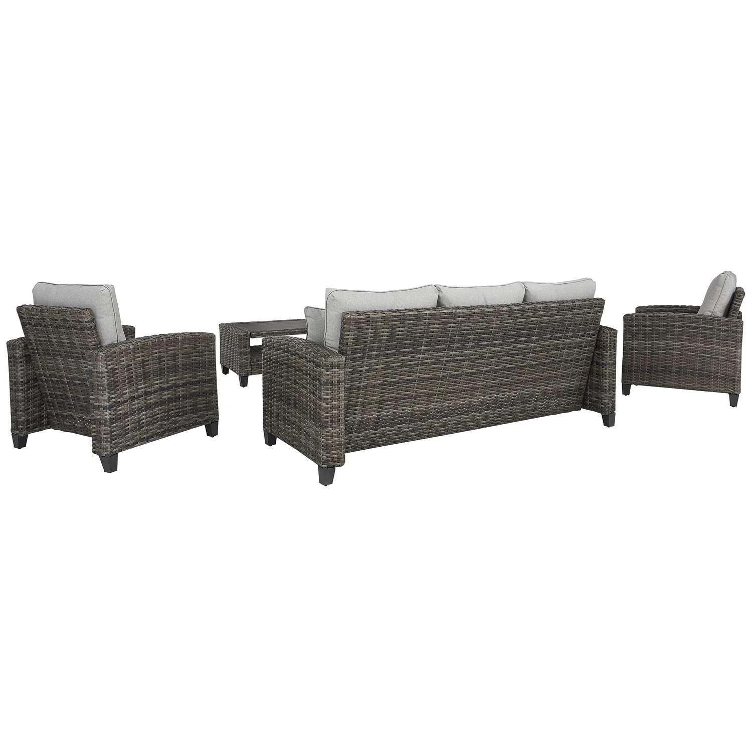 Signature Design By Ashley Cloverbrooke 4 Pc Gray Aluminum Wicker Conversation Set Gray 4 Signature Design By Ashley Cloverbrooke 4 Pc Gray Aluminum Wicker Conversation Set Gray - Image 4