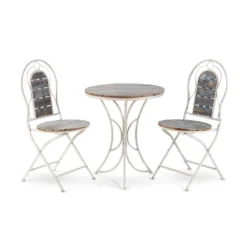 Alpine 3 Pc White Metal Bistro Set