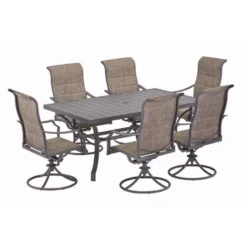 Living Accents Ainsley 7 Pc Gray Swivel And Sling Dining Set Gray