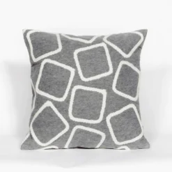 Liora Manne Visions I Silver Squares Polyester Throw Pillow 20 In. H X 2 In. W X 20 In. L