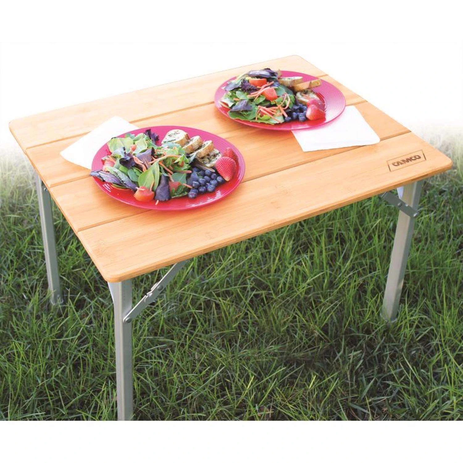 Camco Brown Rectangular Bamboo Folding Table 2 Camco Brown Rectangular Bamboo Folding Table - Image 2