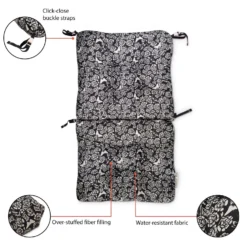 Classic Accessories Frida Kahlo Black/White Flores Eternas Polyester Chair Cushion 22.5 In. H X 19 I -Patio Paradise Shop dff2eb38 c626 4c9a 8797 117209baf086