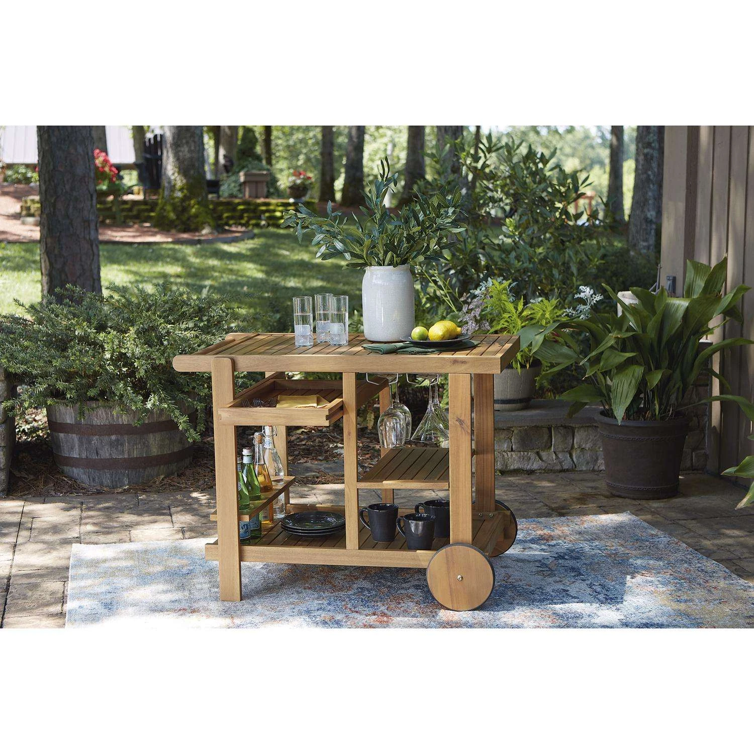 Signature Design By Ashley Kailani Light Brown Rectangular Wood Serving Cart 3 Signature Design By Ashley Kailani Light Brown Rectangular Wood Serving Cart - Image 3
