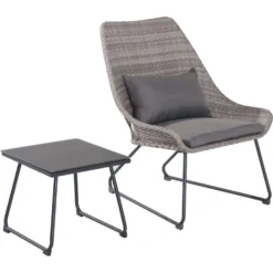 Hanover Modern Scoop 3 Pc Gray Steel Modern Chat Set Gray