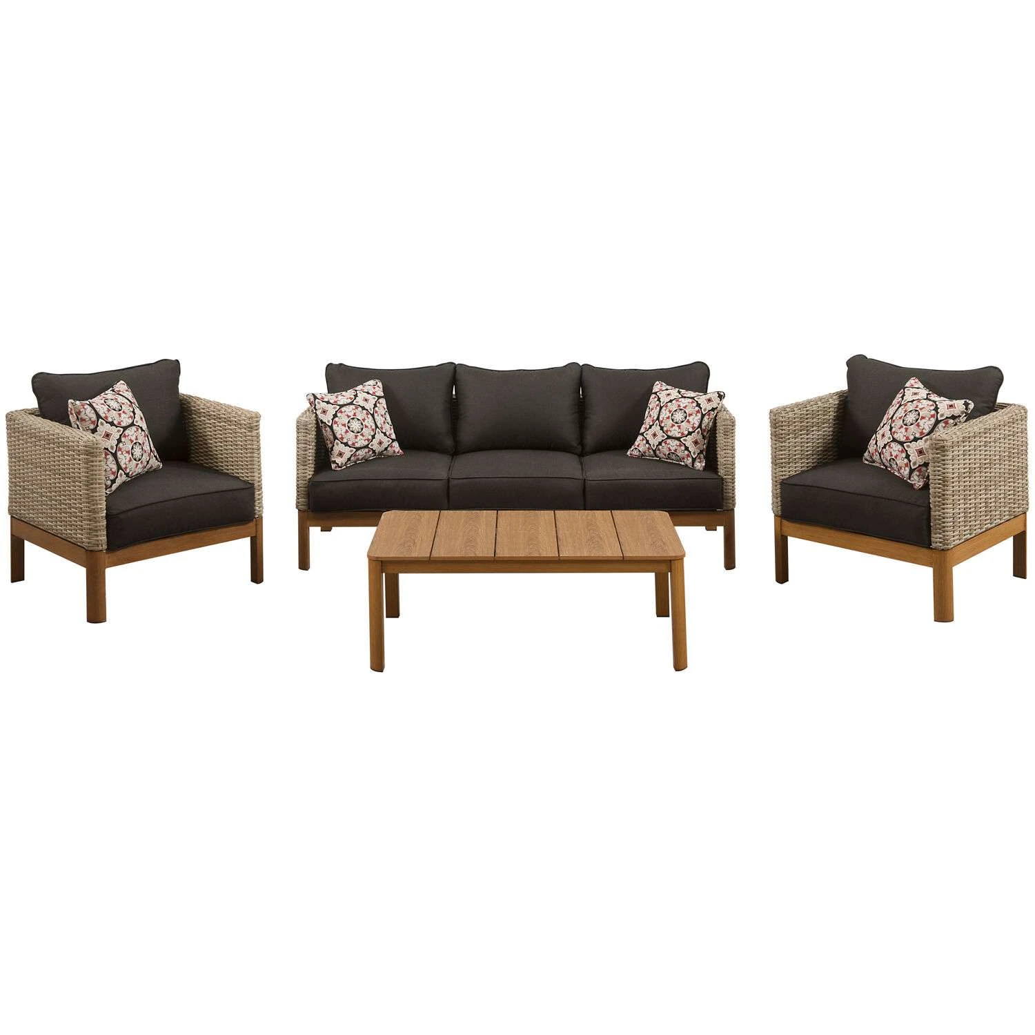 Mod Blake 4 Pc Brown Aluminum Modern Deep Seating Set Black 1 Mod Blake 4 Pc Brown Aluminum Modern Deep Seating Set Black