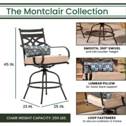 Hanover Montclair 5 Pc Dark Brown Steel Swivel High Dining Set Tan -Patio Paradise Shop e4ec2412 4436 4dbe b202 dfda92b31a85