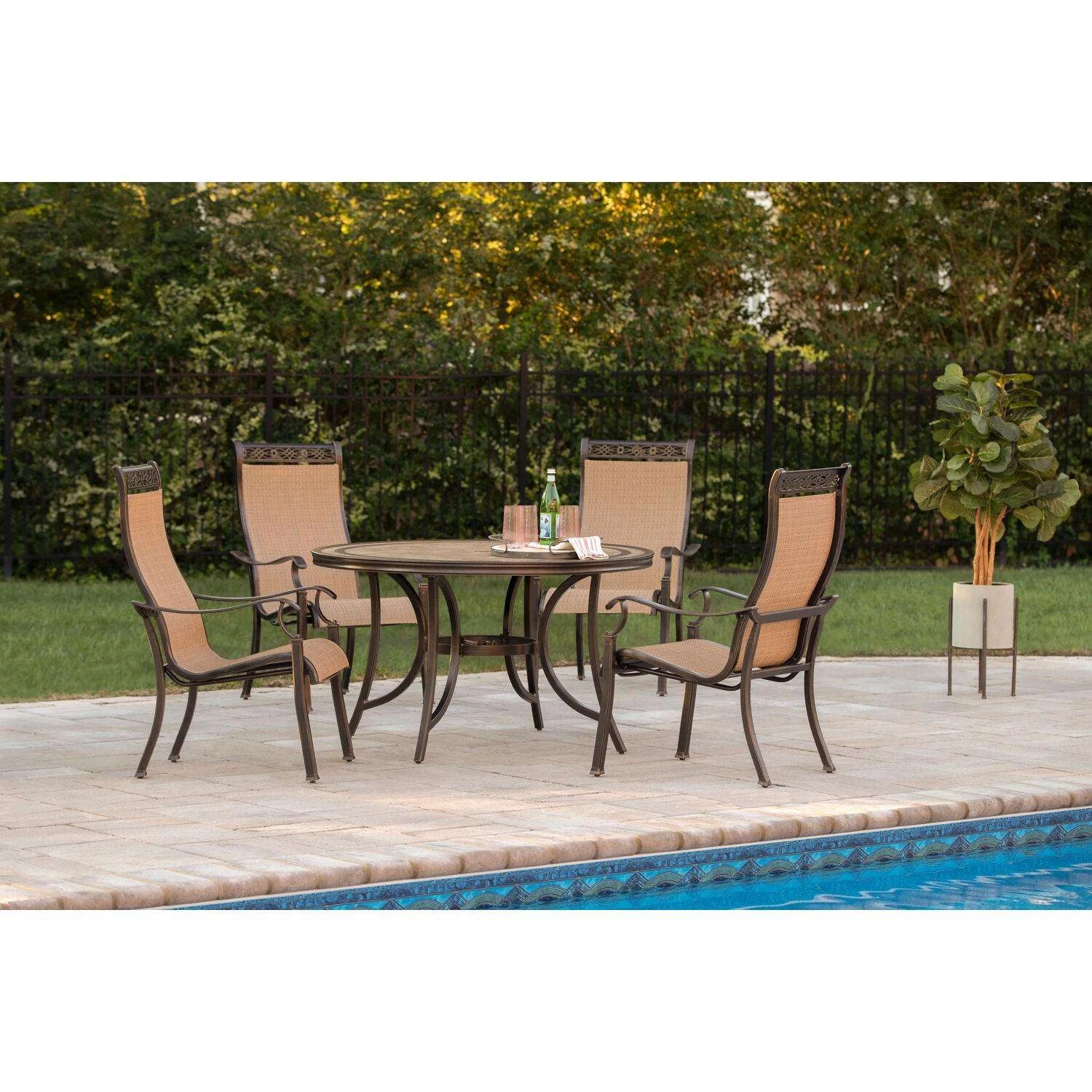 Hanover Monaco 5 Pc Brown Aluminum Traditional Dining Set 4 Hanover Monaco 5 Pc Brown Aluminum Traditional Dining Set - Image 4