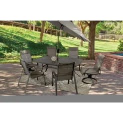 Living Accents Icarus Black Rectangular Aluminum Slat Top Dining Table -Patio Paradise Shop e7513f90 f99b 499f 8ad4 1f2ff9cc5627