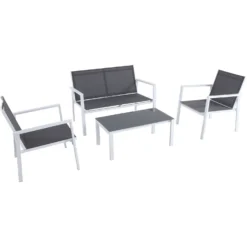 Mod Harper 4 Pc White Aluminum Modern Conversation Set