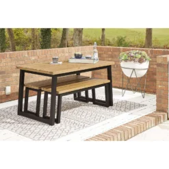 Signature Design By Ashley Town Wood 3 Pc Brown Steel Dining Set -Patio Paradise Shop e7d7813d 02c7 48ee 9e8e e72b980ed8ec