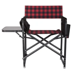 Picnic Time Oniva Black/Red Checkered Director's Folding Chair -Patio Paradise Shop e8bb5a79 c844 4b86 933a c5327e580340