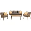 Mod Jaden 4 Pc Brown Aluminum Modern Conversation Set Gray