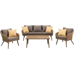 Mod Jaden 4 Pc Brown Aluminum Modern Conversation Set Gray