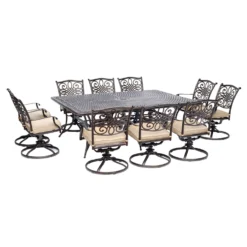 Hanover Traditions 11 Pc Bronze Aluminum Traditional Dining Set Tan