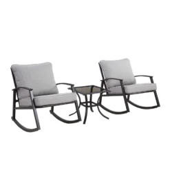 Living Accents Burlington 3 Pc Black Steel Bistro Set Gray