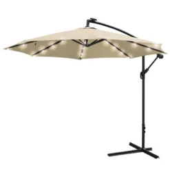 Sun-Ray 10 Ft. Tiltable Taupe Solar Market Offset Umbrella