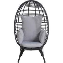 Mod Poppy Black Steel Frame Egg Chair Gray