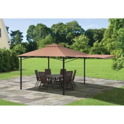 ShelterLogic Redwood Polyester Peak Gazebo 10 Ft. H X 11 Ft. W X 11 Ft. L -Patio Paradise Shop f14dbcda 2c55 4b4d a590 b6d8da4ce459