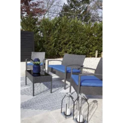 Signature Design By Ashley Alina Gray Resin Frame Conversation Loveseat Set Blue -Patio Paradise Shop f5b3361d 1c3c 47e0 8934 8c8da044a867