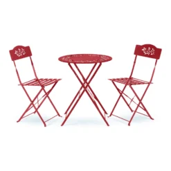 Alpine 3 Pc Red Steel Bistro Set