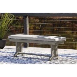 Signature Design By Ashley Visola Gray HDPE Contemporary Bench 19 In. H X 54 In. L X 14 In. D -Patio Paradise Shop f9019579 34bb 47b5 9a07 ce7def8c82b1