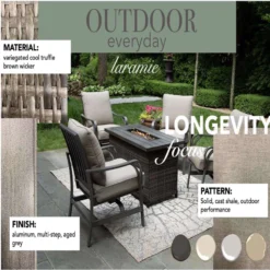 Living Accents Laramie 5 Pc Aged Taupe Aluminum Deep Seating Fire Pit Set Cast Shale -Patio Paradise Shop f9ac5350 9801 4caa ba38 048f079461e8