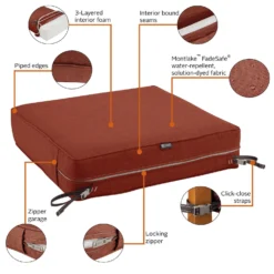 Classic Accessories Montlake Heather Henna Red Polyester Seat Cushion 5 In. H X 25 In. W X 25 In. L 6 Classic Accessories Montlake Heather Henna Red Polyester Seat Cushion 5 In. H X 25 In. W X 25 In. L -Patio Paradise Shop fa043682 8c96 4e55 8e16 c2baf5397389